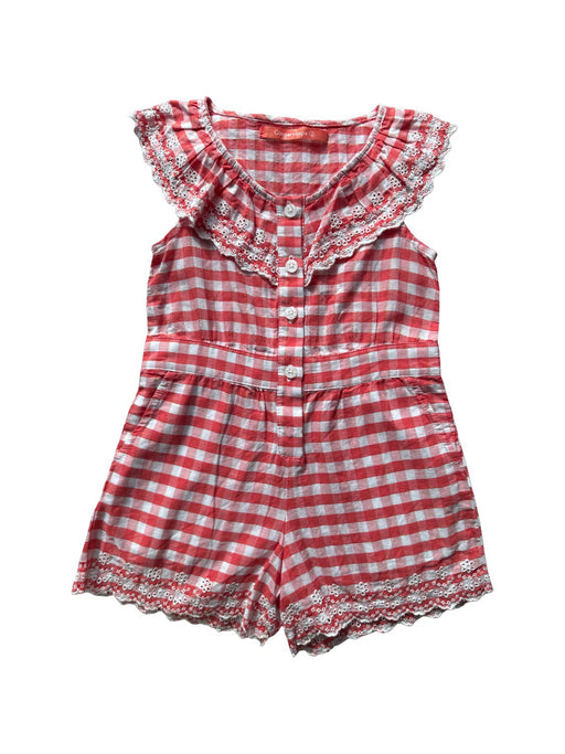 A Red Sleeveless Rompers from Gingersnaps in size 2T for girl. (Front View)