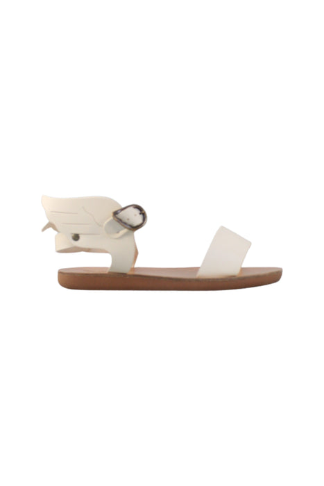 A White Sandals from Ancient Greek Sandals in size 9Y for girl. (Back View)