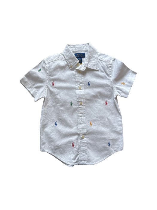 A White Short Sleeve Shirts from Polo Ralph Lauren in size 4T for boy. (Front View)