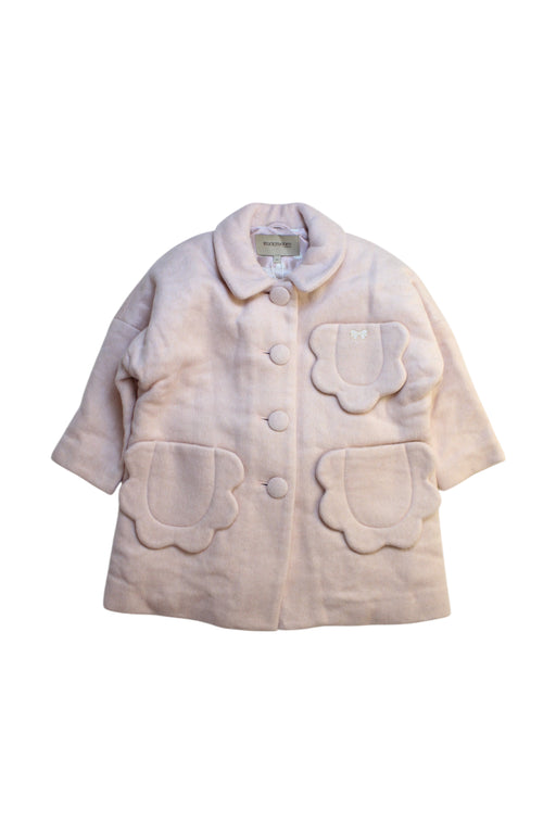 A Ivory Coats from Hucklebones in size 4T for girl. (Front View)