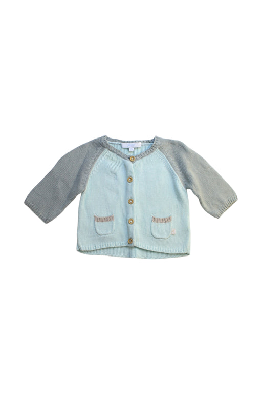 A Blue Cardigans from Jacadi in size 0-3M for boy. (Front View)
