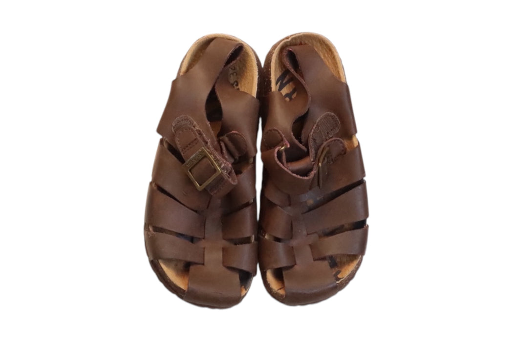 A Brown Sandals from Kickers in size 7Y for girl. (Back View)
