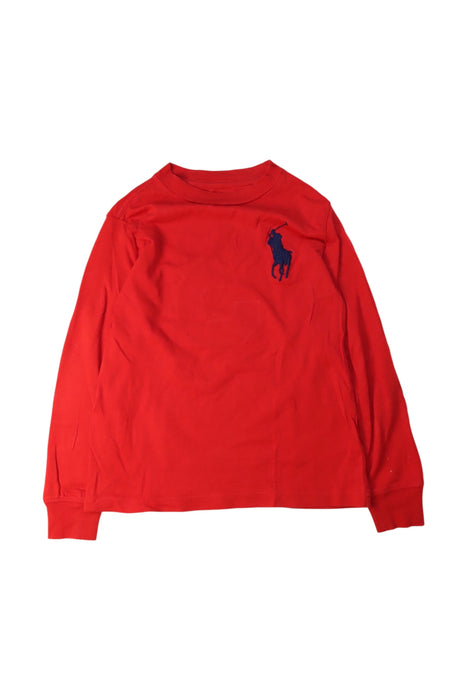 A Red Long Sleeve Tops from Polo Ralph Lauren in size 5T for girl. (Front View)