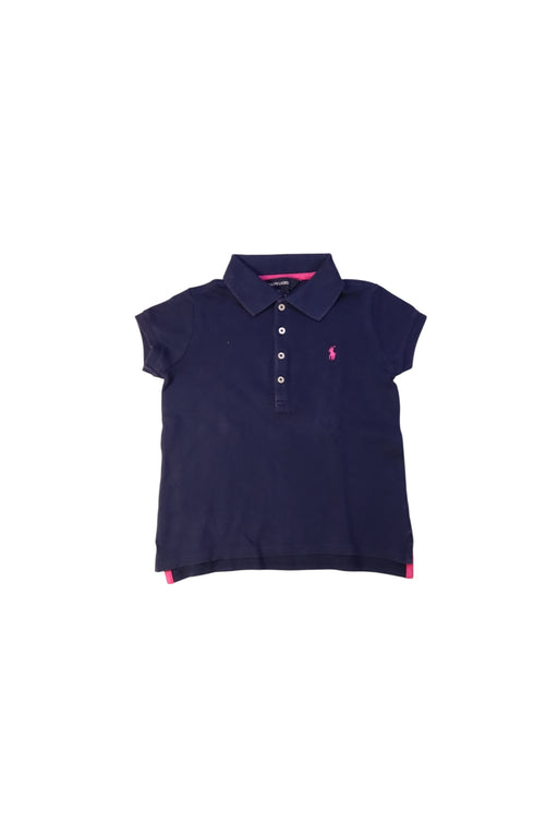 A Navy Short Sleeve Polos from Ralph Lauren in size 6T for girl. (Front View)
