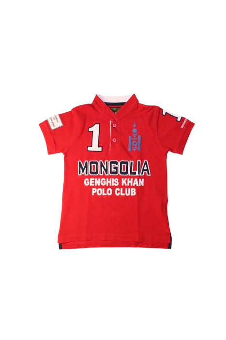 A Red Short Sleeve Polos from Shanghai Tang in size 6T for girl. (Front View)