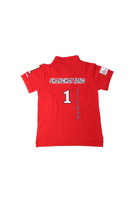 A Red Short Sleeve Polos from Shanghai Tang in size 6T for girl. (Back View)