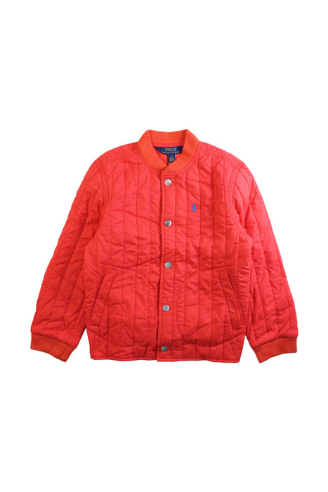A Orange Puffer/Quilted Jackets from Polo Ralph Lauren in size 7Y for boy. (Front View)