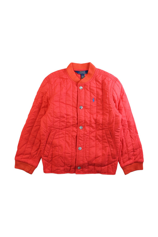 A Orange Puffer/Quilted Jackets from Polo Ralph Lauren in size 7Y for boy. (Front View)