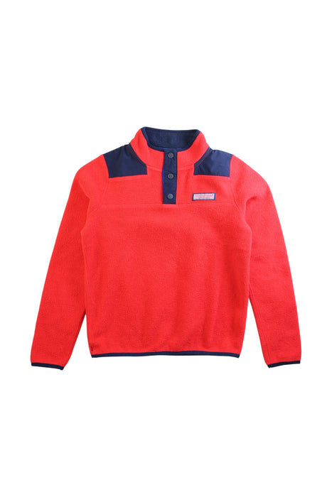 A Red Buttoned Sweatshirts from Vineyard Vines in size 7Y for boy. (Front View)