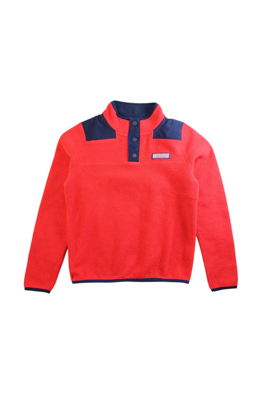 A Red Buttoned Sweatshirts from Vineyard Vines in size 7Y for boy. (Front View)