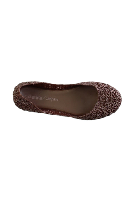 A Brown Flats from Mini Melissa in size 10Y for girl. (Front View)