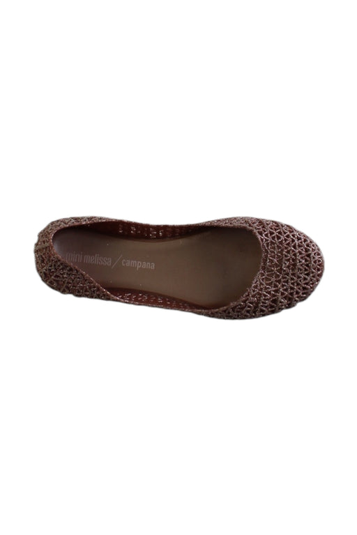 A Brown Flats from Mini Melissa in size 10Y for girl. (Front View)