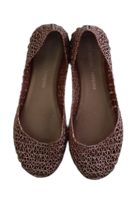 A Brown Flats from Mini Melissa in size 10Y for girl. (Back View)