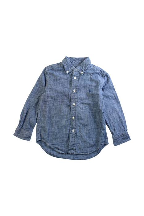 A Blue Long Sleeve Shirts from Ralph Lauren in size 4T for boy. (Front View)