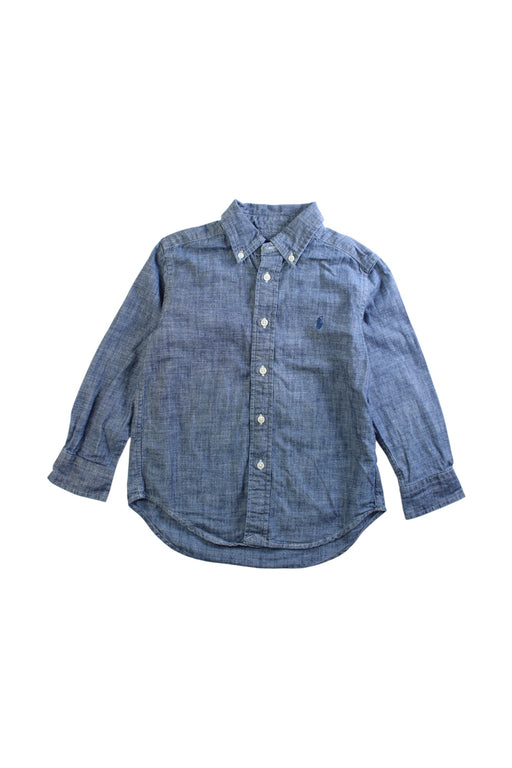 A Blue Long Sleeve Shirts from Ralph Lauren in size 4T for boy. (Front View)