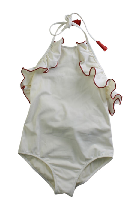 A White Swimsuits from Folpetto in size 5T for girl. (Front View)