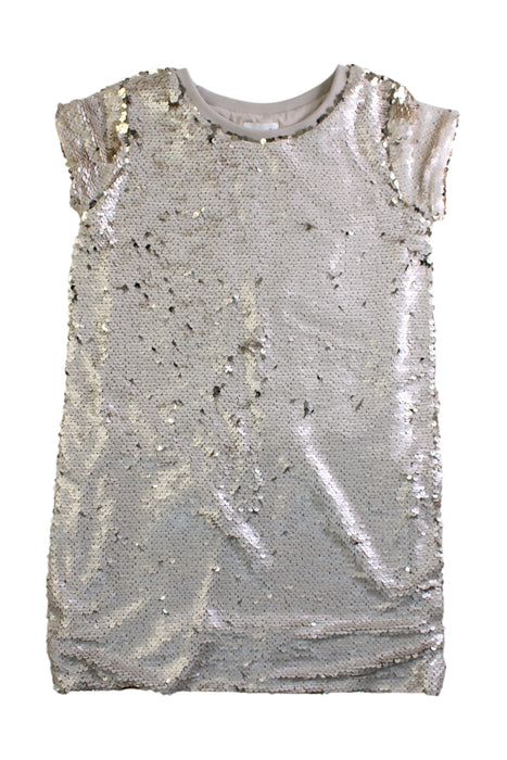 A Silver Short Sleeve Dresses from Seed in size 5T for girl. (Front View)