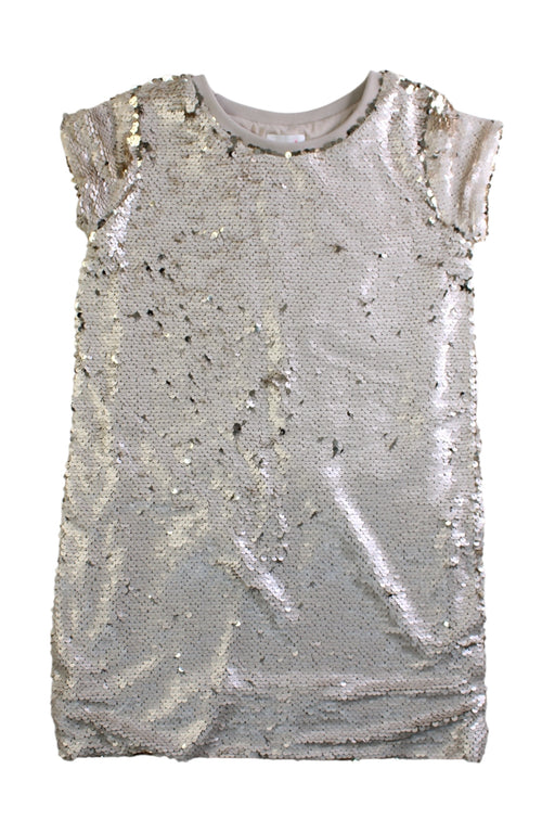 A Silver Short Sleeve Dresses from Seed in size 5T for girl. (Front View)