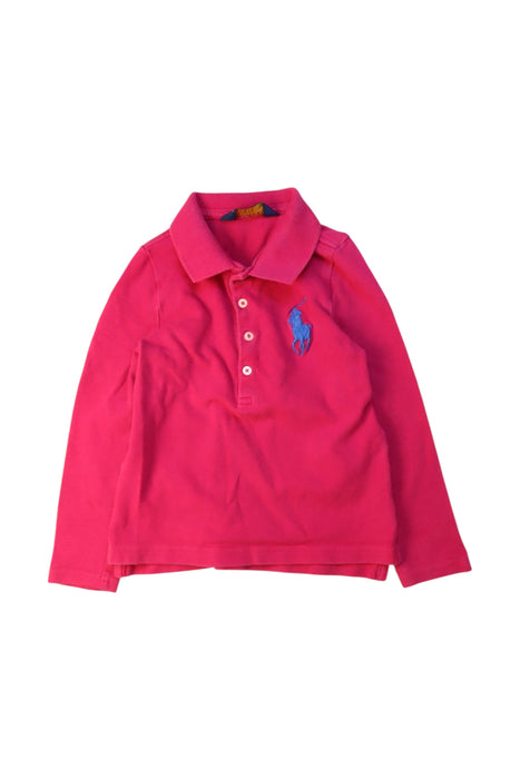 A Pink Long Sleeve Polos from Polo Ralph Lauren in size 3T for girl. (Front View)