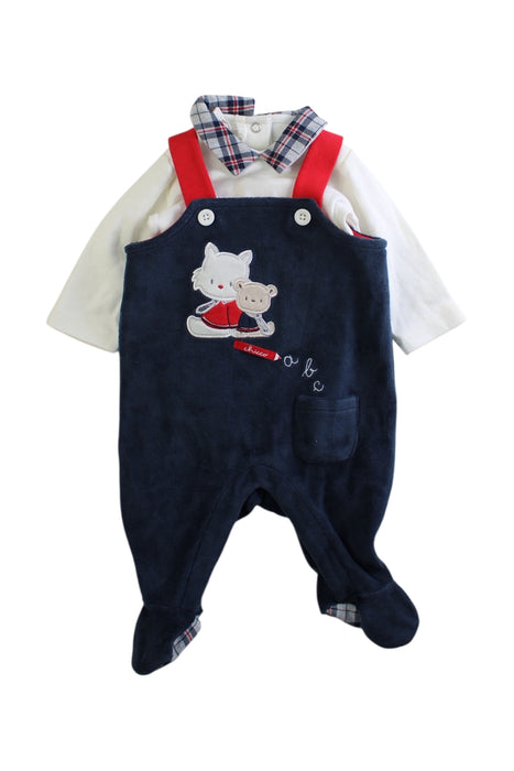 A Blue Long Overalls from Chicco in size 0-3M for boy. (Front View)
