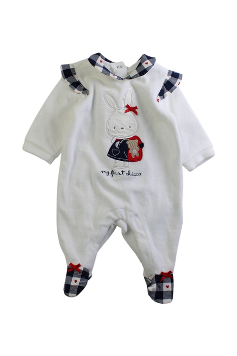 A White Long Sleeve Rompers from Chicco in size 0-3M for girl. (Front View)