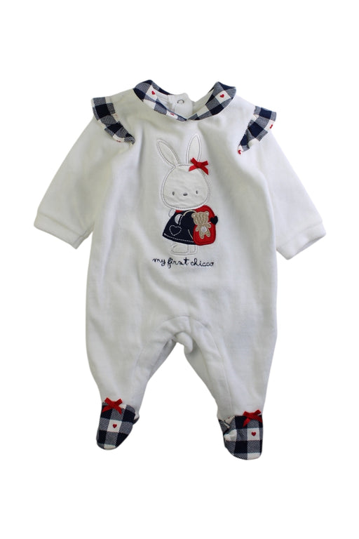 A White Long Sleeve Rompers from Chicco in size 0-3M for girl. (Front View)