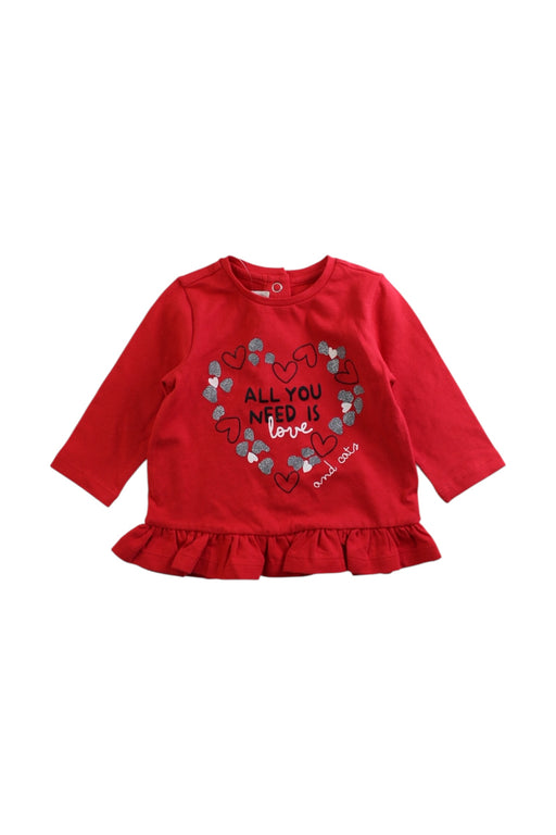 A Red Long Sleeve Tops from Chicco in size 0-3M for girl. (Front View)