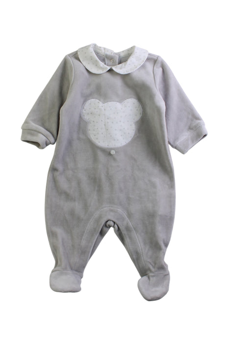 A Grey Onesies from Chicco in size 0-3M for neutral. (Front View)