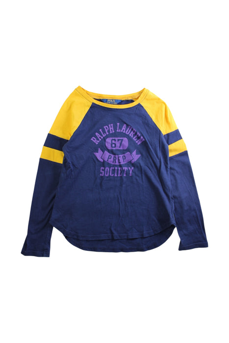 A Navy Long Sleeve T Shirts from Polo Ralph Lauren in size 6T for girl. (Front View)