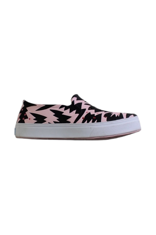 A Pink Slip Ons from People Footwear in size 4T for girl. (Front View)
