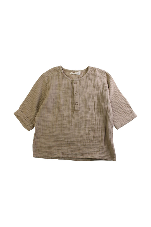 A Beige Long Sleeve Shirts from Tiny Bunny in size 3T for neutral. (Front View)
