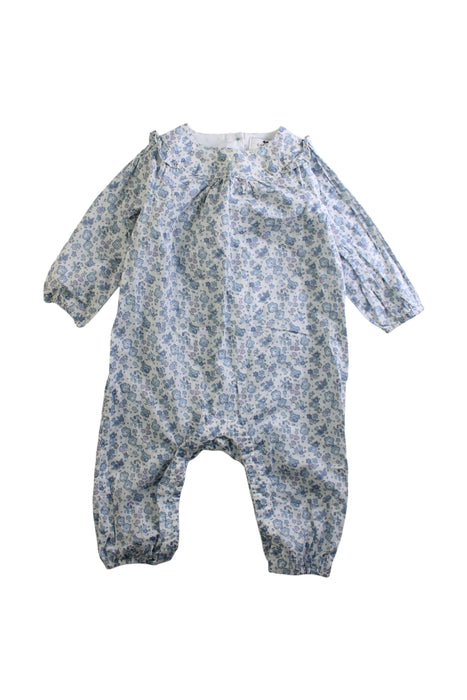 A Blue Long Sleeve Rompers from Cyrillus in size 3-6M for girl. (Front View)