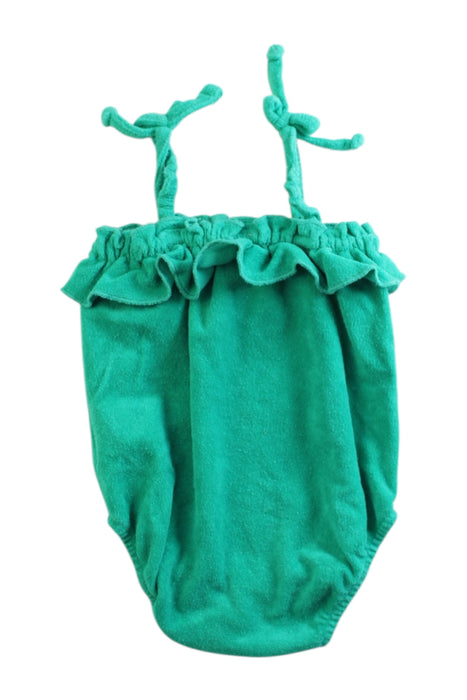 A Green Sleeveless Rompers from Seed in size 3-6M for girl. (Back View)