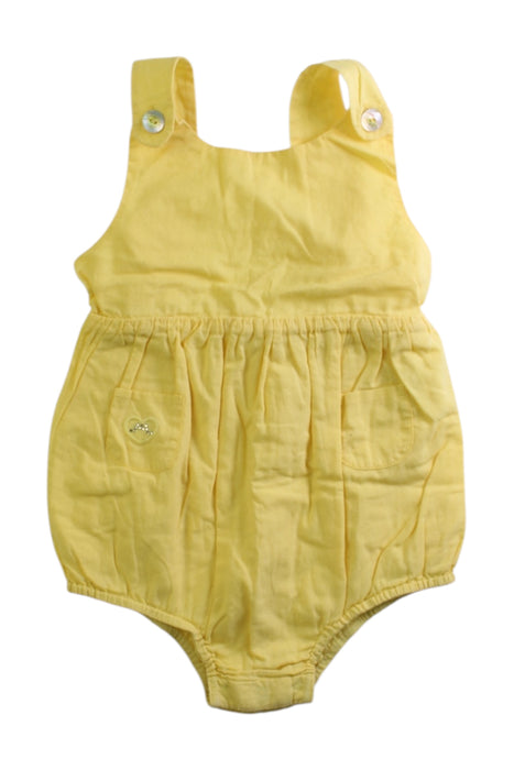 A Yellow Sleeveless Rompers from Chateau de Sable in size 3-6M for girl. (Front View)