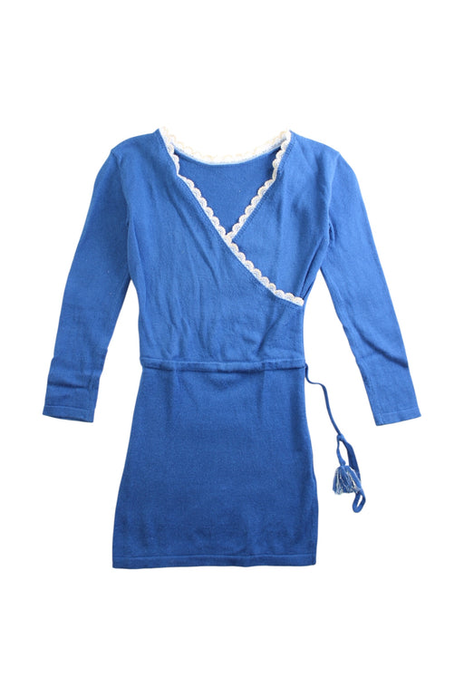 A Blue Long Sleeve Dresses from Excuse My French in size 2T for girl. (Front View)