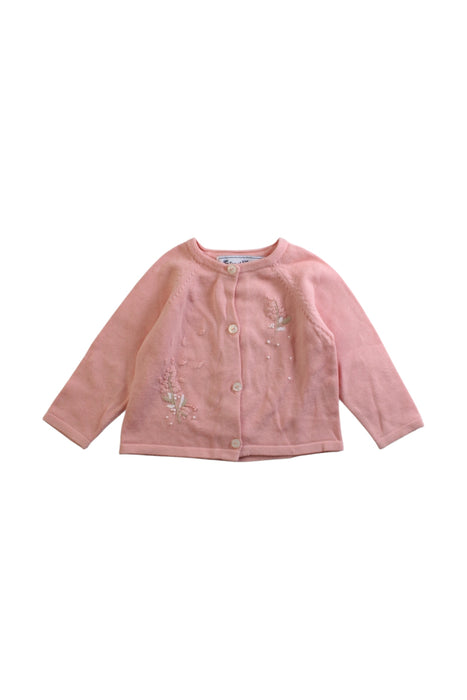 A Pink Cardigans from Tartine et Chocolat in size 3-6M for girl. (Front View)