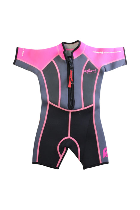 A Pink Wetsuits from Aquasport in size 2T for girl. (Front View)