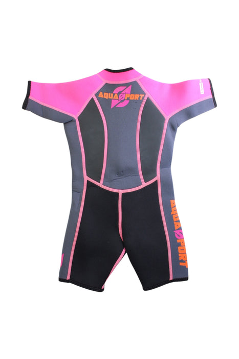 A Pink Wetsuits from Aquasport in size 2T for girl. (Back View)