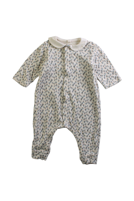 A White Long Sleeve Rompers from Petit Bateau in size 0-3M for neutral. (Front View)