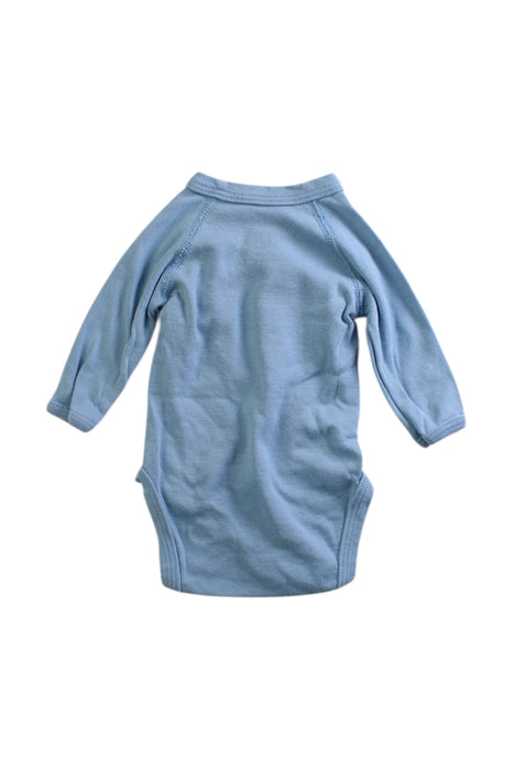 A Blue Long Sleeve Bodysuits from Petit Bateau in size Newborn for boy. (Back View)