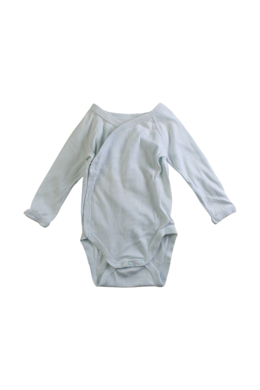 A Blue Long Sleeve Bodysuits from Petit Bateau in size 0-3M for boy. (Front View)
