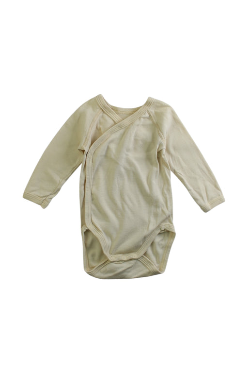 A Beige Long Sleeve Bodysuits from Petit Bateau in size 0-3M for neutral. (Front View)