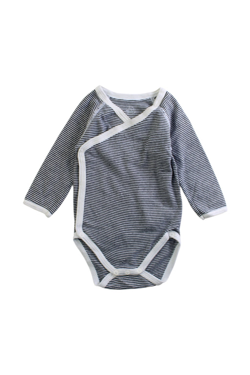 A Navy Long Sleeve Bodysuits from Petit Bateau in size 0-3M for boy. (Front View)