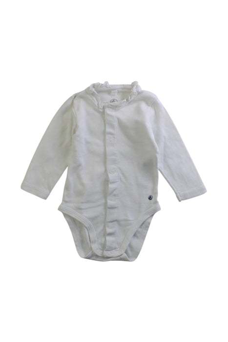 A White Long Sleeve Bodysuits from Petit Bateau in size 3-6M for girl. (Front View)