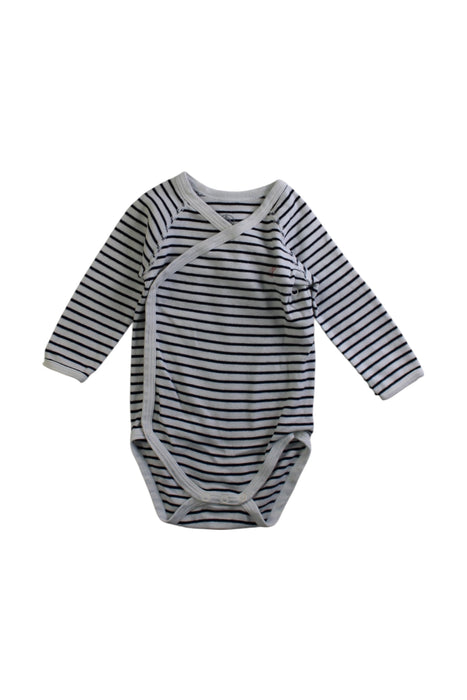 A Blue Long Sleeve Bodysuits from Petit Bateau in size 3-6M for boy. (Front View)