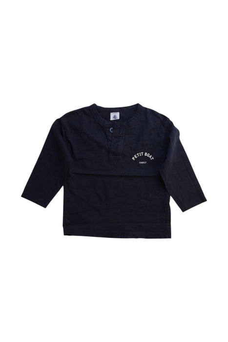 A Navy Long Sleeve Shirts from Petit Bateau in size 18-24M for boy. (Front View)