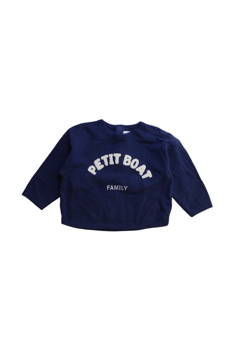 A Navy Crewneck Sweatshirts from Petit Bateau in size 18-24M for boy. (Front View)