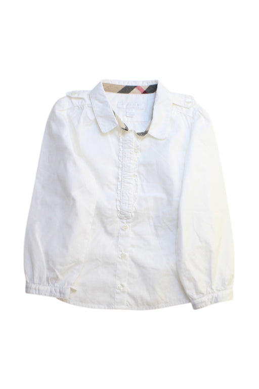 A White Long Sleeve Shirts from Burberry in size 5T for girl. (Front View)