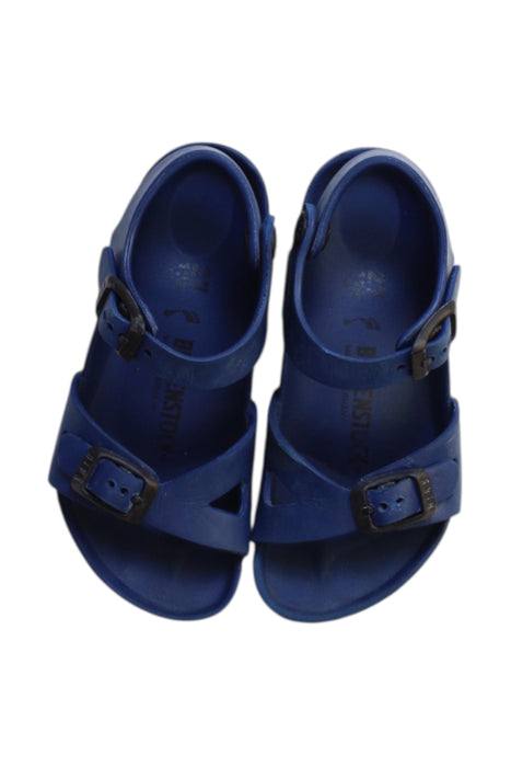 A Blue Sandals from Birkenstock in size 4T for boy. (Back View)