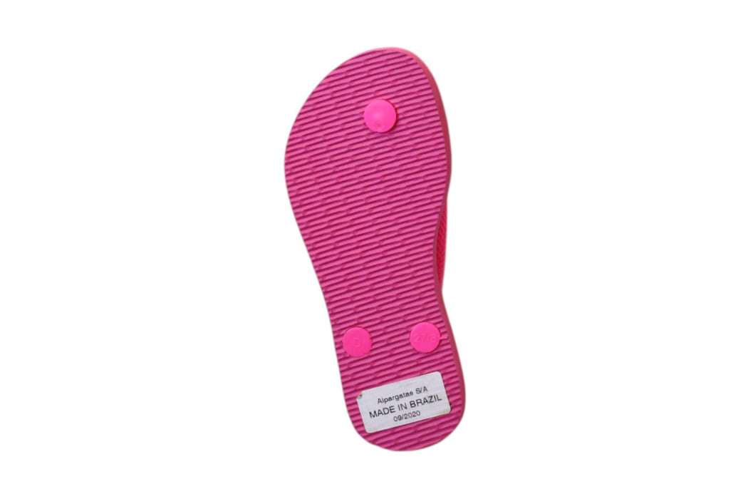 A Pink Flip Flops from Havaianas in size 4T for girl. (Front View)